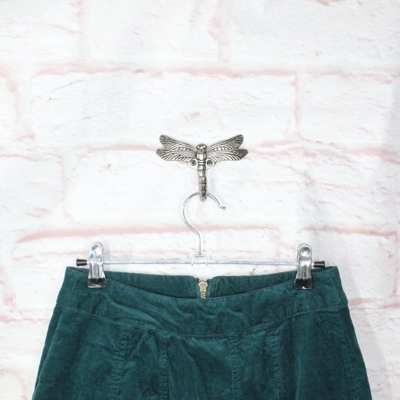 Free People Green Cotton Blend Zip Front Corduroy Mini Skirt Size 2 - Picture 5 of 10
